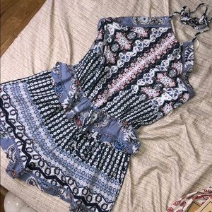 Kendall & Kylie Mixed Print Halter Romper